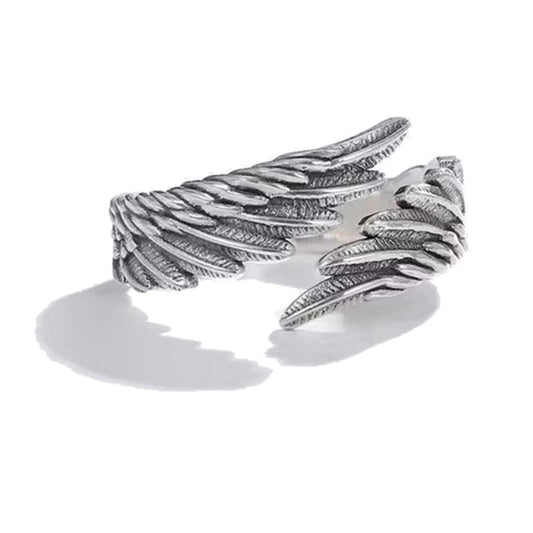 Luckacco Retro Angel Demon Wing Couples Rings Fashion Men Women Jewelry Vintage Ancient Silver Color Punk Hip Hop Adjustable