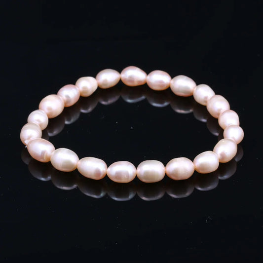 Luckacco Natural Baroque Pearl Bracelets White/Gray Freshwater Pearl Jewelry Gifts For Women Fashion Bracelets 7-8mm