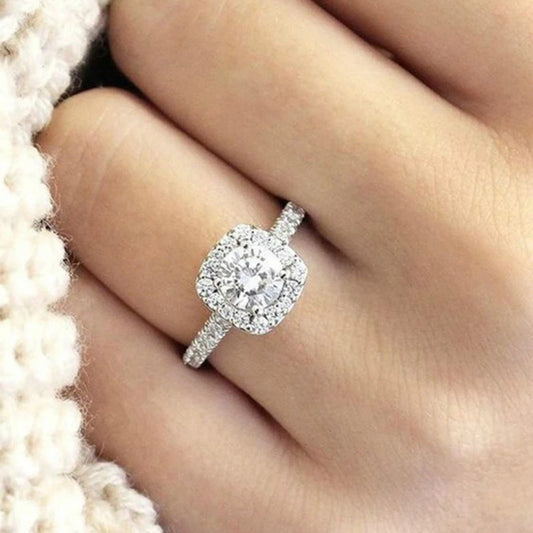 Luckacco SUMENG 2024 New Trendy Crystal Engagement Claws Design White Zircon Cubic Elegant Ring For Women Wedding Jewelry Gifts
