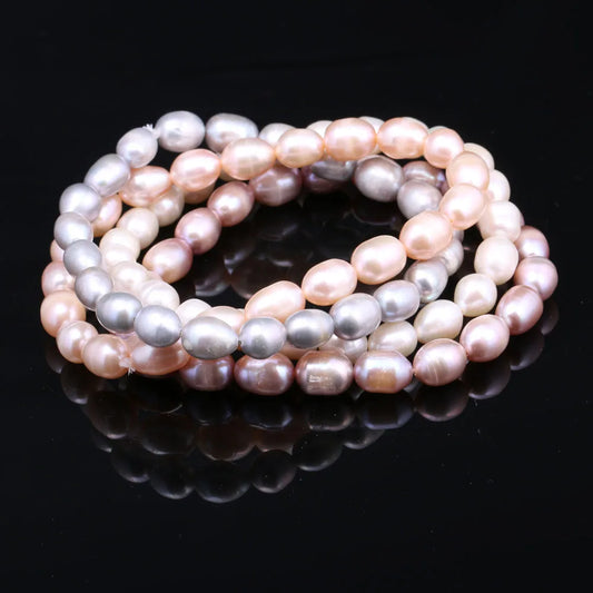 Luckacco Natural Baroque Pearl Bracelets White/Gray Freshwater Pearl Jewelry Gifts For Women Fashion Bracelets 7-8mm