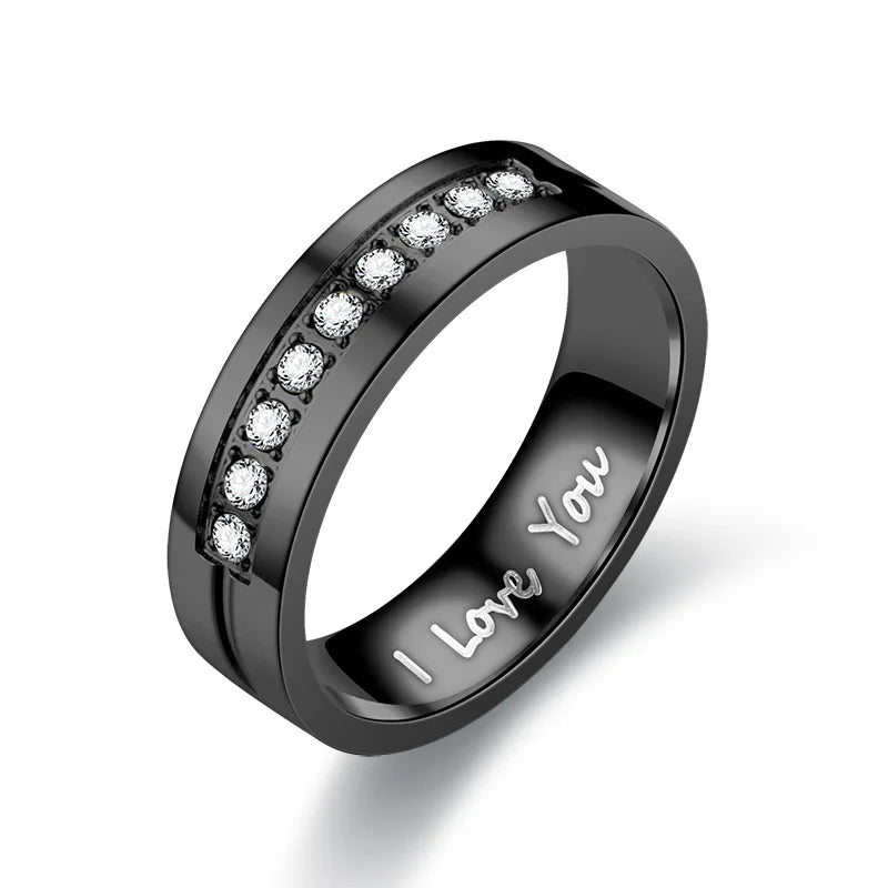 luckacco fashion stainless steel couple engagement rings for women men crystal i love you ring 2021 wedding jewelry gift