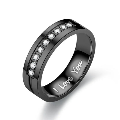 Luckacco Fashion Stainless Steel Couple Engagement Rings For Women Men Crystal I LOVE YOU Ring 2021 Wedding Jewelry Gift