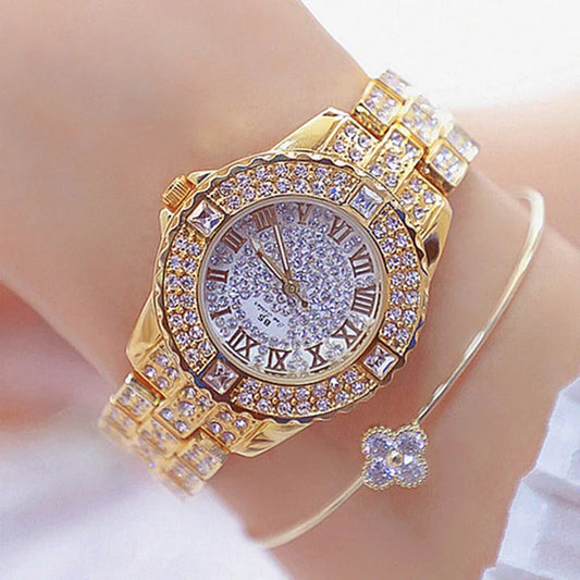 Luckacco Women Watches Diamond Gold Watch Ladies Wrist Watches Luxury Brand Rhinestone Women's Bracelet Watches Female Relogio Feminino
