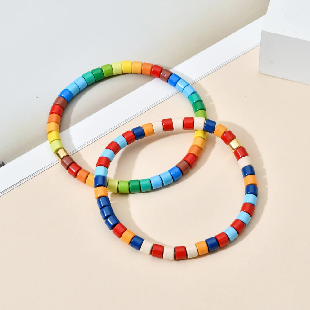 luckacco boho bohemian handmade charm summer new gold color bracelet tile beads friendship bracelet women gifts unisex fashion jewelry