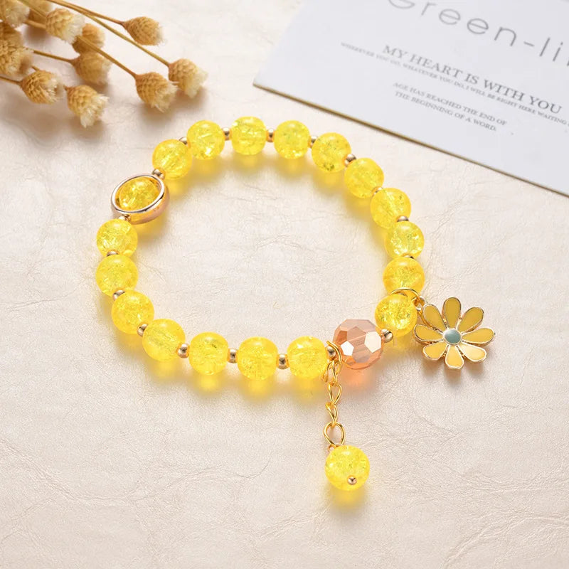 luckacco popcorn bead sweet bracelet for children women cute cloud flower pendant bracelets kids girls charm wish bracelet
