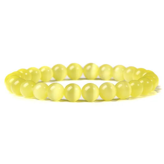 Luckacco 8mm Cat Eye Stone Beads Bracelet Fashion Natural Stone Cute Pink Chromatic Bead Bracelet Bangle for Women Jewelry Gifts Pulseira