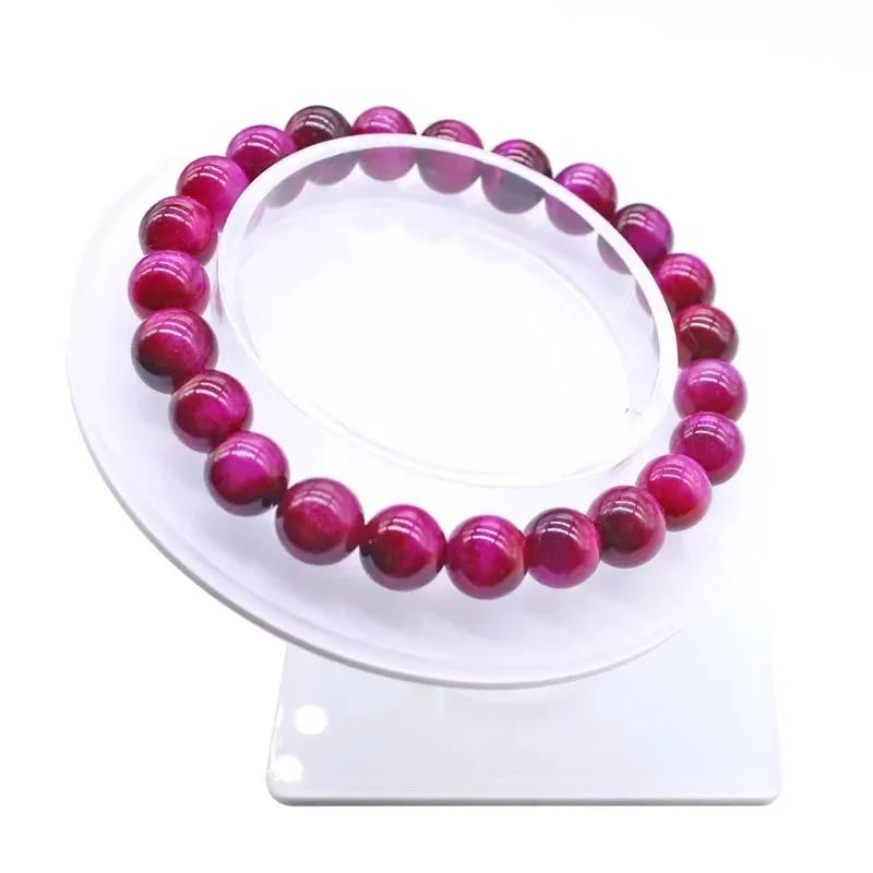 luckacco natural tiger eye stone beads bracelet 4/6/8/10/12mm gorgeous rose red tiger eye bracelets for men women  bracelets buddha