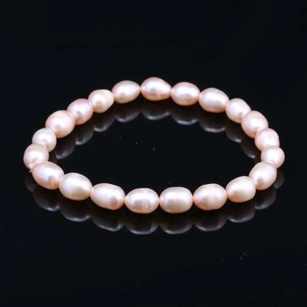 luckacco natural baroque pearl bracelets white/gray freshwater pearl jewelry gifts for women fashion bracelets 7-8mm