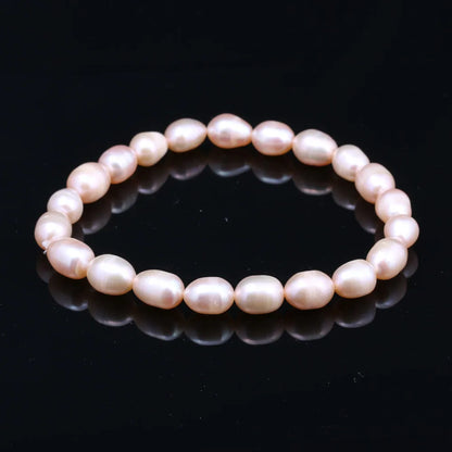 Luckacco Natural Baroque Pearl Bracelets White/Gray Freshwater Pearl Jewelry Gifts For Women Fashion Bracelets 7-8mm
