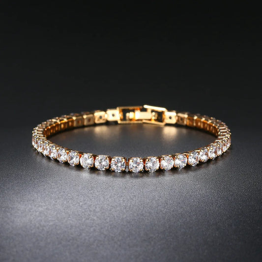 Luckacco 4mm Cubic Zirconia Tennis Bracelet Iced Out Chain Bracelets For Women Men Gold Silver Color Men Bracelet CZ Chain Homme Jewelry