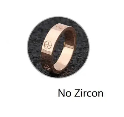Luckacco Trendy Stainless Steel Rose Gold Color Love Ring for Women Men Couple CZ Crystal Rings Luxury Brand Jewelry Wedding Gift