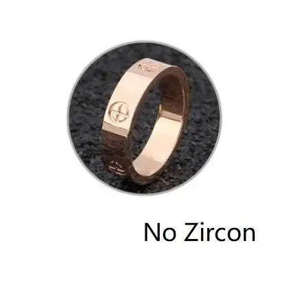 Luckacco Trendy Stainless Steel Rose Gold Color Love Ring for Women Men Couple CZ Crystal Rings Luxury Brand Jewelry Wedding Gift