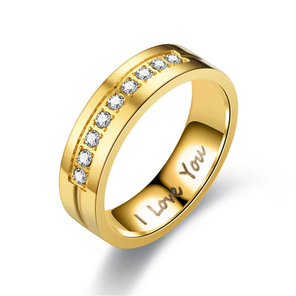 Luckacco Fashion Stainless Steel Couple Engagement Rings For Women Men Crystal I LOVE YOU Ring 2021 Wedding Jewelry Gift