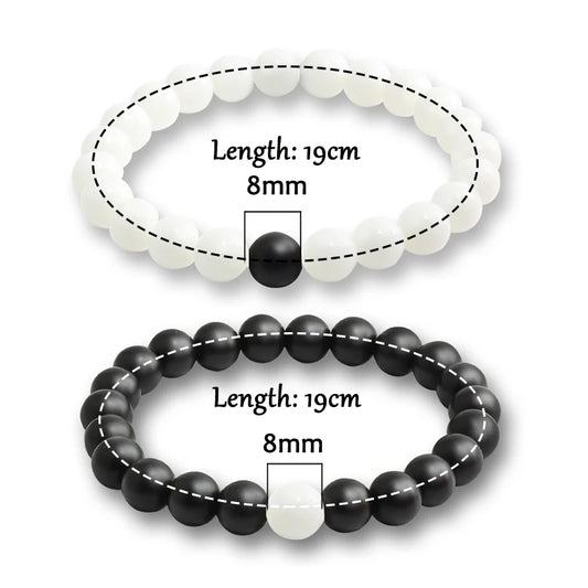 Luckacco Natural Stone Matching Couple Bracelet Distance Pink Black Beads For Men Women Strand Bracelets Bangles Yoga Lover Jewelry Gifts