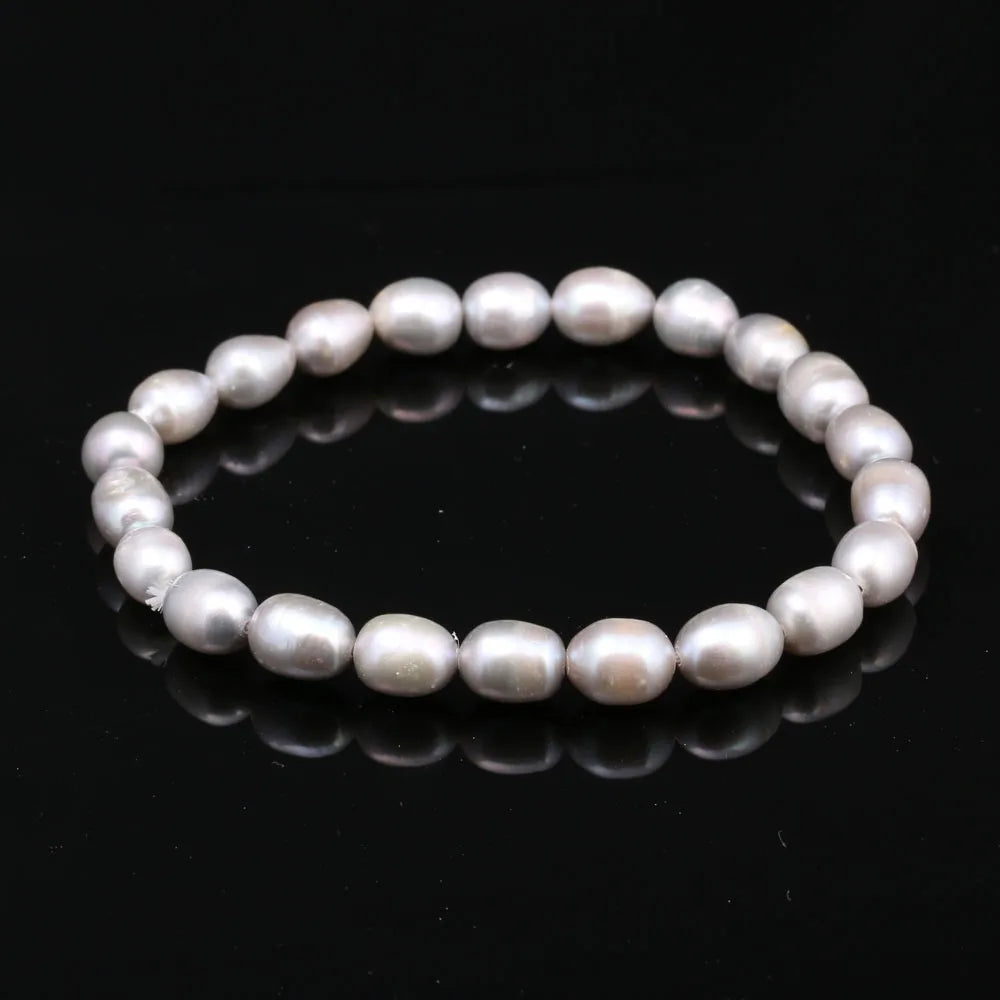 luckacco natural baroque pearl bracelets white/gray freshwater pearl jewelry gifts for women fashion bracelets 7-8mm