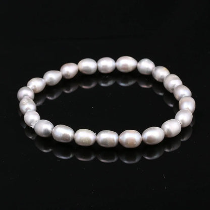 Luckacco Natural Baroque Pearl Bracelets White/Gray Freshwater Pearl Jewelry Gifts For Women Fashion Bracelets 7-8mm