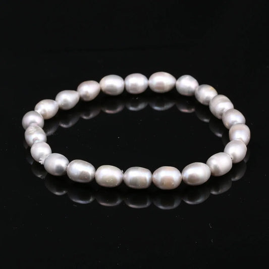 Luckacco Natural Baroque Pearl Bracelets White/Gray Freshwater Pearl Jewelry Gifts For Women Fashion Bracelets 7-8mm