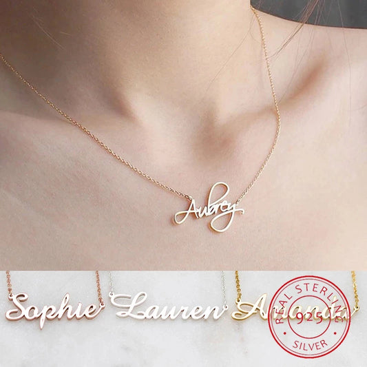 Luckacco weekly pick 925 Sterling Silver Name Necklace Custom Necklaces Jewelry Personality Letter Choker Necklaces with Name for Women Girls