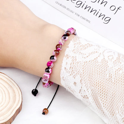 Luckacco 6mm Fire Agates Onyx Bead Bracelet Natural Stone Men Women Braided Rope Bangle Adjustable Jewelry Yoga Healing Balance Bracelets