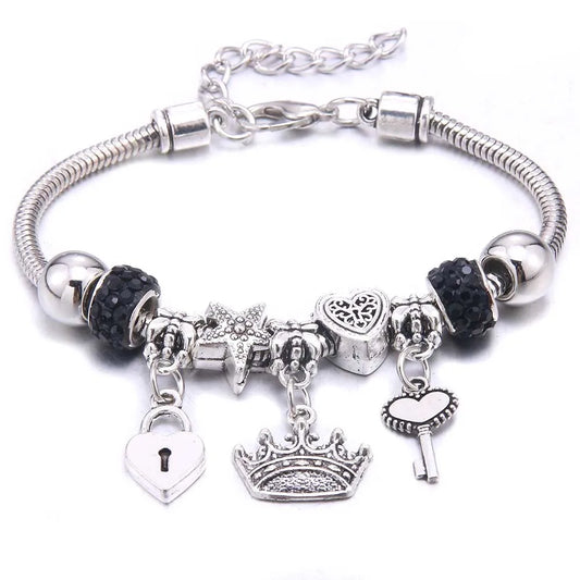 Luckacco  dragonfly owl Shape Crystal Charm Bracelets Beads Bracelet Women DIY Beads Brand Bracelets & Bangles Jewelry Gift