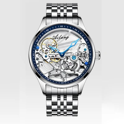 Luckacco AILANG Skeleton Mechanical Mens Watches Top Brand Luxury Steampunk Transparent Hollow Automatic Watch Relogio Masculino 8625
