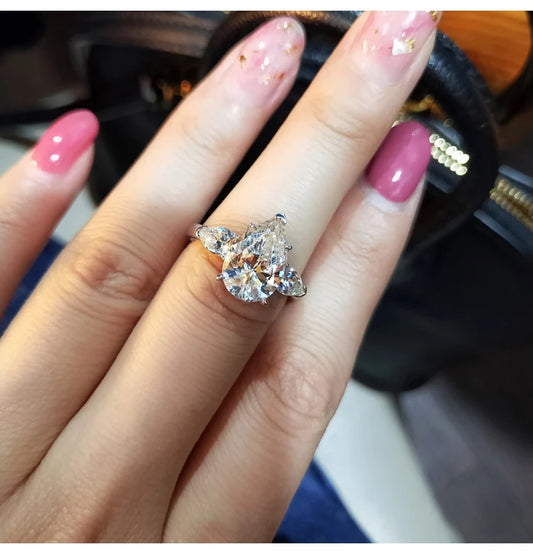 Luckacco daily picks Luxury Crystal Water Drop CZ Rings Women Proposal Engagement Ring Exquisite Wedding Anniversary Gift Party Trendy Jewelry