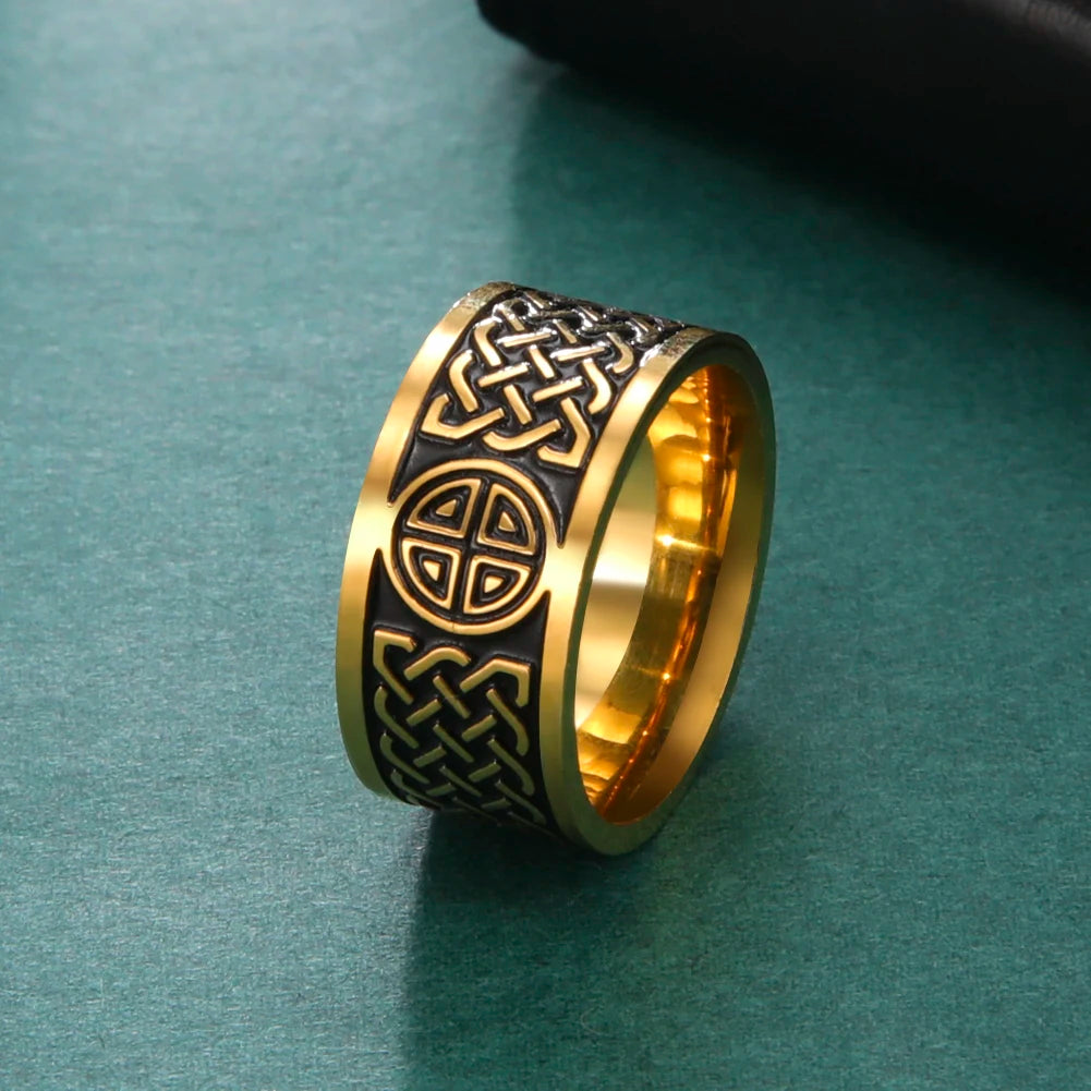 luckacco my shape stainless steel ring for men women nordic viking celtics knot finger rings vintage jewelry men's ring bague femme gift