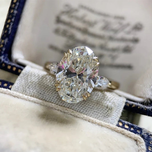 Luckacco daily picks Simple Oval Cubic Zirconia Wedding Bands Women's Ring Luxury Gold Color Engagement Rings Bright Fashion Jewelry