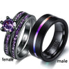 Luckacco Couple Ring Stainless Steel Colorful Rings For Women Purple Crystal Bands Wedding Engagement Jewelry Accessories