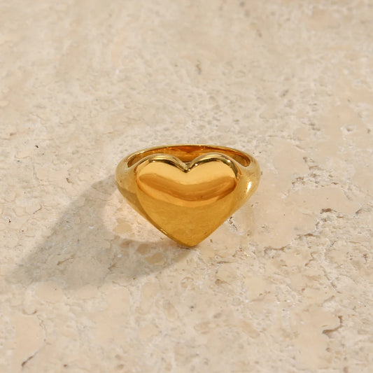 Luckacco E.B.belle Stainless Steel Fine Polished Wide Large Heart Finger Rings Stainless Steel Hypoallergenic Rings For Female Jewellery