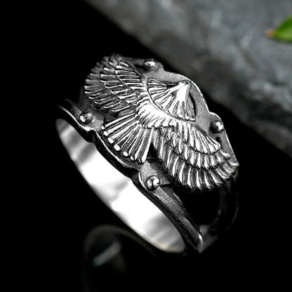 Luckacco Stainless Steel Men Animal Rings Flying Eagle Punk Rock Personality for Male Boyfriend Jewelry Creativity Gift Anel