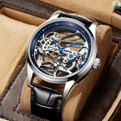 Luckacco AILANG Skeleton Mechanical Mens Watches Top Brand Luxury Steampunk Transparent Hollow Automatic Watch Relogio Masculino 8625