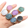 Luckacco Irregular Agates Druzy Ring Adjustable Statement Rings Natural Stone Quartz Rings For Women Jewelry