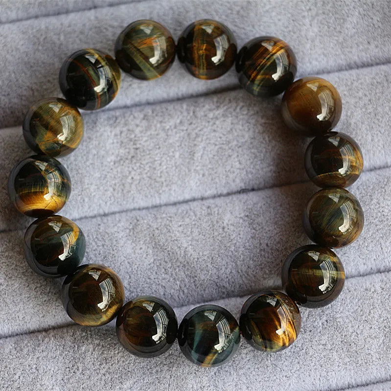 luckacco natural stone beaded bracelet handmade women men jewelry strand charm yellow blue tiger eye bracelet