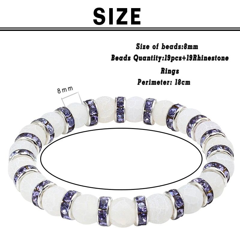 luckacco shshd natural stone bracelet white pink blue rhinestone charm crystal beaded bracelets&bangles for women fashion elastic jewelry