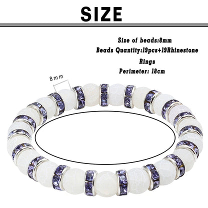 Luckacco shshd Natural Stone Bracelet White Pink Blue Rhinestone Charm Crystal Beaded Bracelets&Bangles for Women Fashion Elastic Jewelry