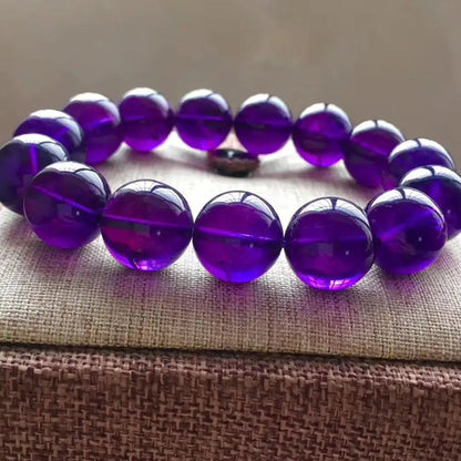 Luckacco Natural Purple Amethyst Crystal Bracelet Gemstone Beads 12mm 14mm Round Beads Women Men Amethyst Healing Stone AAAAA