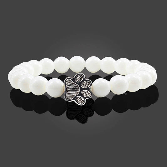 Luckacco Men Natural Black Lava Stone Bracelet Cat Paw Blue Pine Beaded Bracelets Bangles Energy Women Yoga Fashion Couple Jewelry Gifts