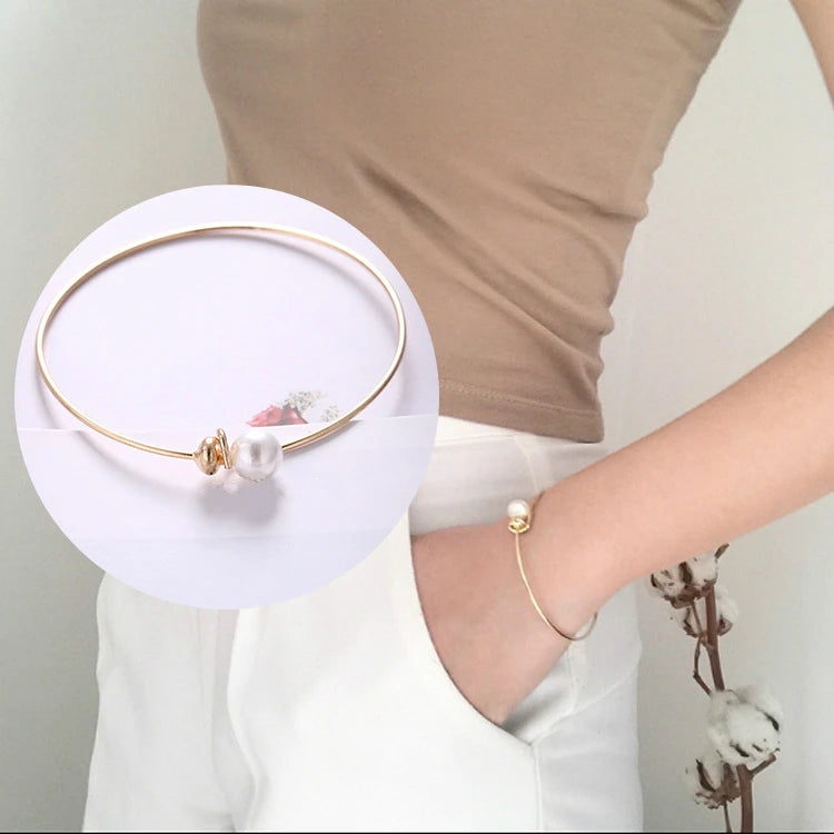 luckacco fashion women's three-layer rhinestone imitation pearl bracelet elegant flash drill multi-layer elastic bracelet bridal jewelry