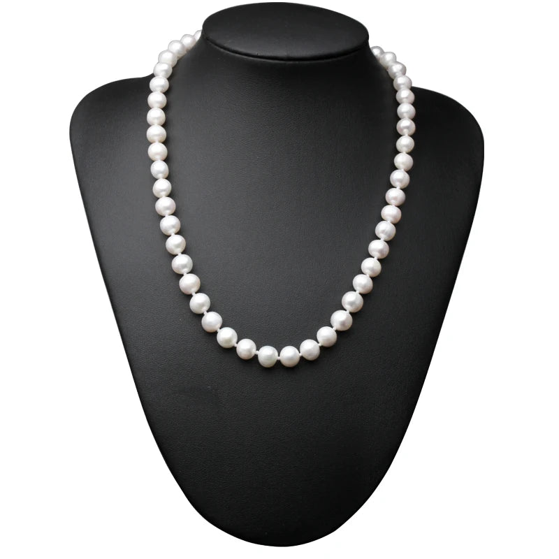 luckacco real natural river freshwater pearl necklace for women wife mother birthday anniversary gift white