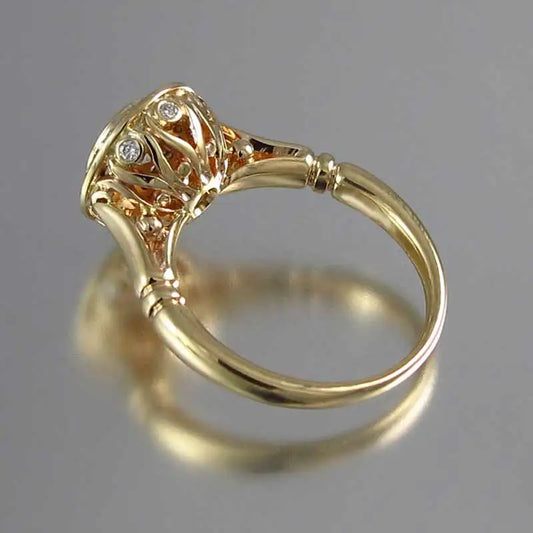 Luckacco daily picks Golden Color 2PC Bridal Ring Sets Romantic Proposal Wedding Rings Foe Women Trendy Round Stone Setting  Lots