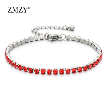 Luckacco shop's pick 3mm Micro Pave Zircon Tennis Bracelet for Women New Men Bracelet Homme Stainless Steel Jewelry Accessories