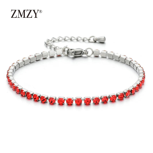 Luckacco shop's pick 3mm Micro Pave Zircon Tennis Bracelet for Women New Men Bracelet Homme Stainless Steel Jewelry Accessories