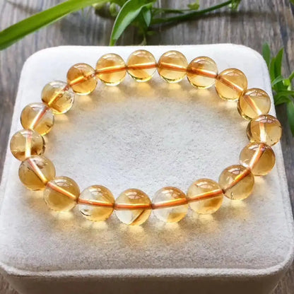Luckacco Genuine Natural Citrine Yellow Gemstone Round Beads Bracelet 8mm 9mm 10mm 11mm 12mm Brazil Wealthy Stone Women Men AAAAA
