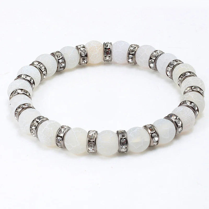 luckacco shshd natural stone bracelet white pink blue rhinestone charm crystal beaded bracelets&bangles for women fashion elastic jewelry