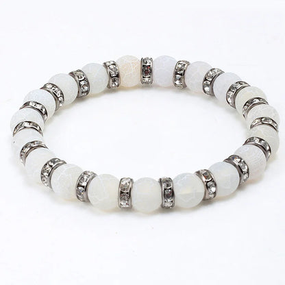 Luckacco shshd Natural Stone Bracelet White Pink Blue Rhinestone Charm Crystal Beaded Bracelets&Bangles for Women Fashion Elastic Jewelry