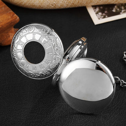 Luckacco Vintage 2 Sides Open Case Mechanical Men's Watch Double Face Roman Dial Clock Hand Wind Pocket Watch With FOB Chain Gift