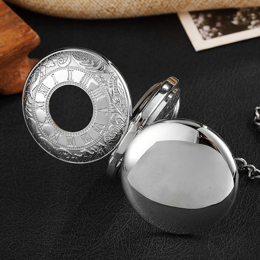 Luckacco Vintage 2 Sides Open Case Mechanical Men's Watch Double Face Roman Dial Clock Hand Wind Pocket Watch With FOB Chain Gift