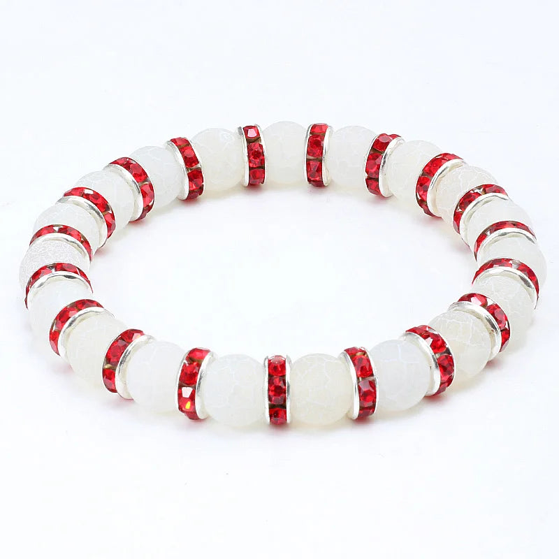 luckacco shshd natural stone bracelet white pink blue rhinestone charm crystal beaded bracelets&bangles for women fashion elastic jewelry