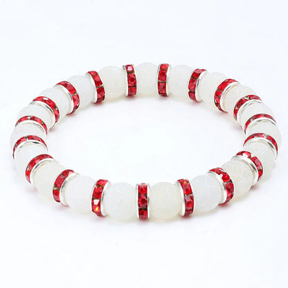 Luckacco shshd Natural Stone Bracelet White Pink Blue Rhinestone Charm Crystal Beaded Bracelets&Bangles for Women Fashion Elastic Jewelry